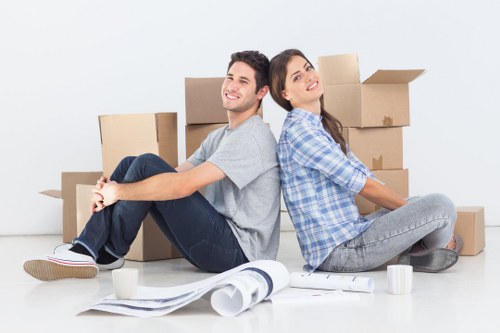 Kennington moving van handling packed boxes safely