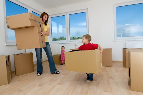 Packed moving boxes and careful loading support for a Kennington home removal