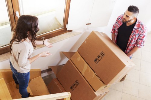 Office furniture and IT items arranged for delivery to a new workspace